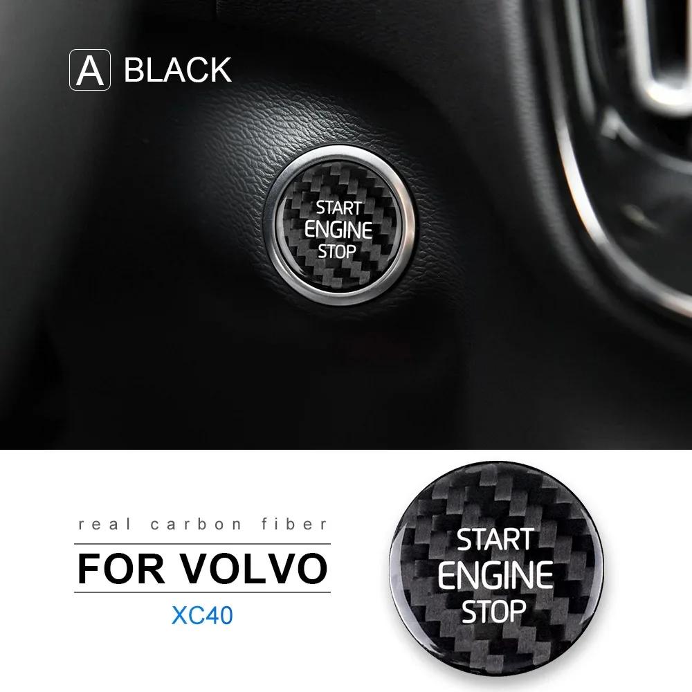 Carbon Fiber Engine Start Button Cover Sticker for Volvo XC40 2018-2023 Interior Trim Decal Black for XC40