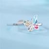 Luxurious Adjustable Enamel Butterfly Ring with Colored Diamonds for Women