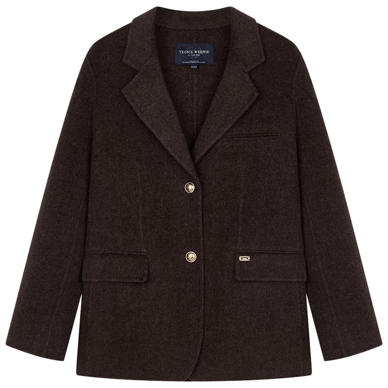 

Teenie Weenie Women s Elegant Lapel Wool Blend Coat S