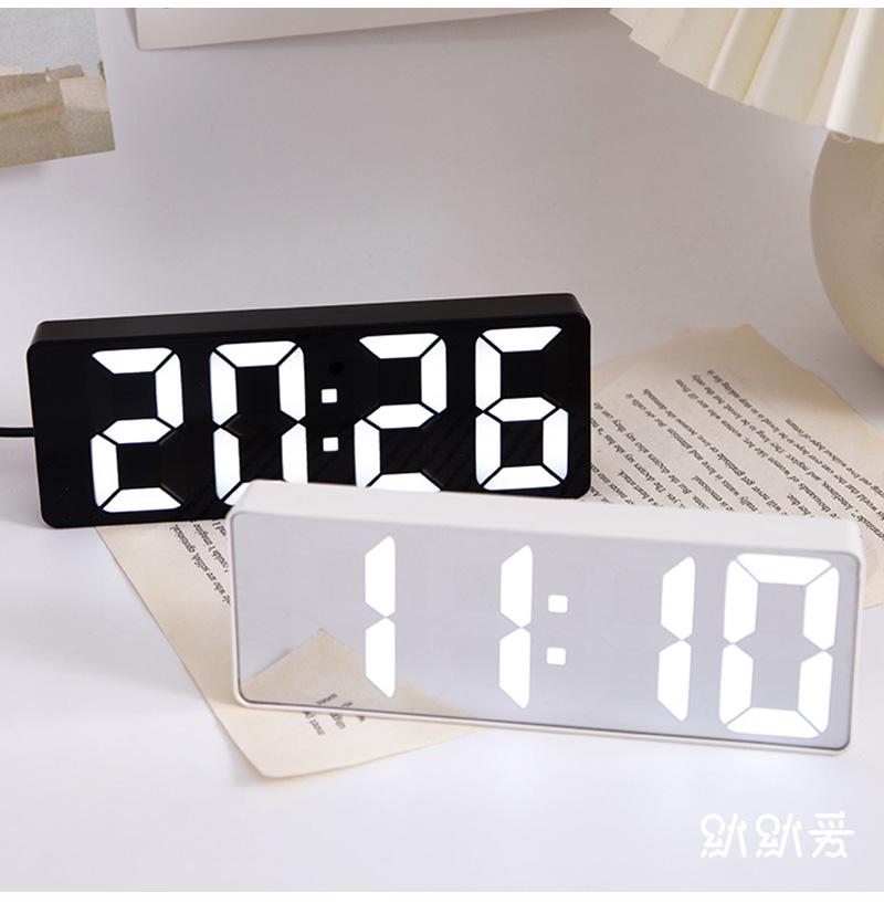 LED Mirror Desktop Clock: Digital Display Table Ornament & Student Alarm Clock