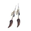 Women Steampunk Vintage Key Lock Angel Wing Dangle Earrings