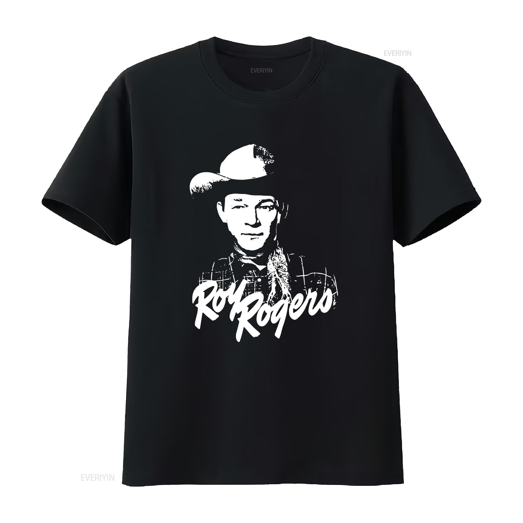 

Roy Rogers Portrait T Shirt Black vintage Washed streetwear Comfortable Breathable homme Slightly Top For Everyday Wear 4XL