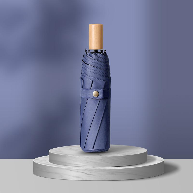 Spot automatic three-fold umbrella reinforced multi-keel weather and rain dual-purpose vinyl sunscreen sun umbrella can print LOGO wholesale