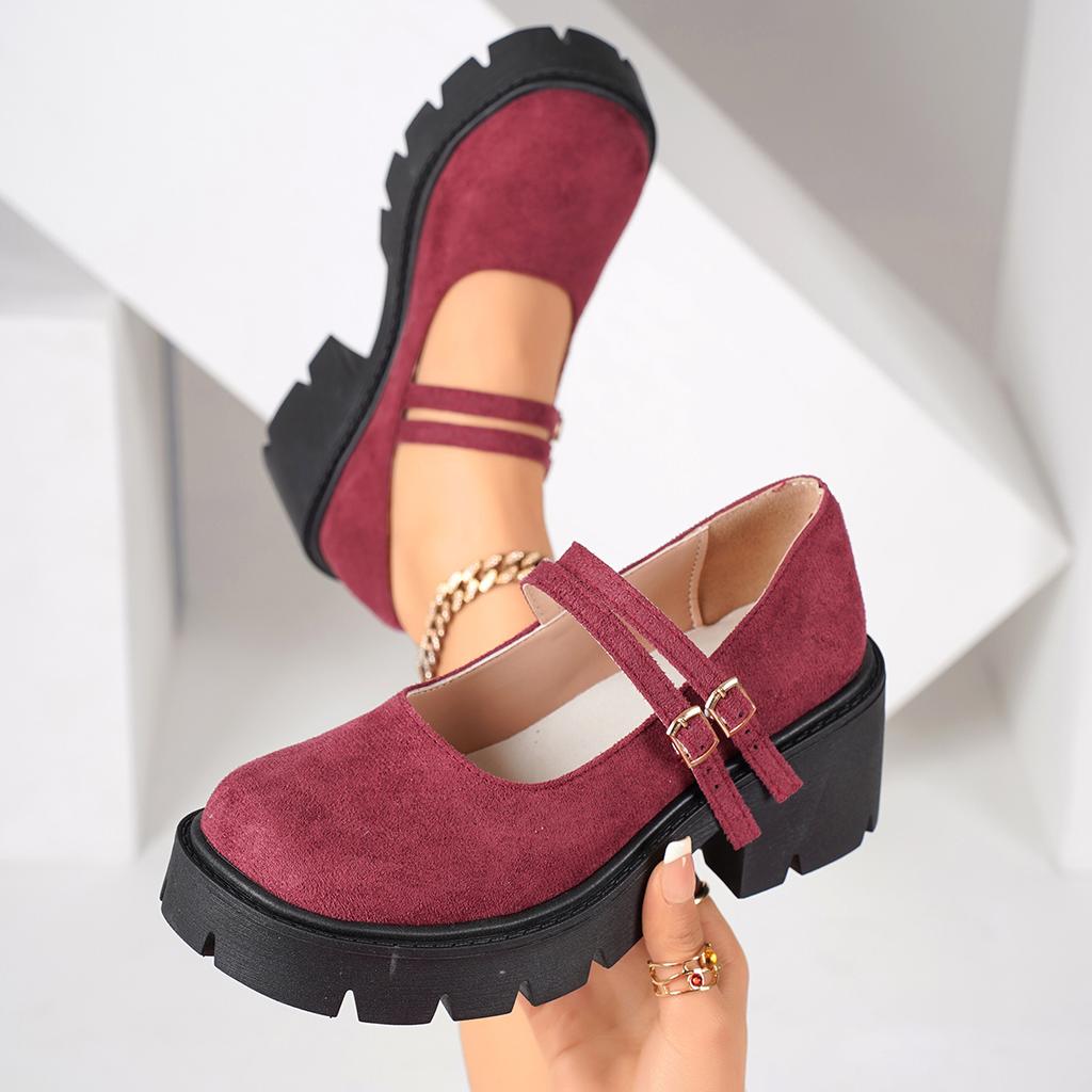 Outdoor Women High Heels Shoes Platform New Spring Summer Shallow Pumps Mouth Buckle Round Head Shoes for Women Mary Jane Shoes
