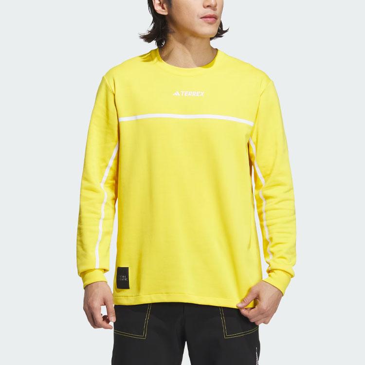 Adidas National Geographic Co Branded Section T Shirts Men's Yellow Crew Neck Thickened Straight Fit IL8977