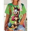 Summer Women's 3D Printed Crew Neck T-Shirt Fashion Versatile Trend Casual Breathable