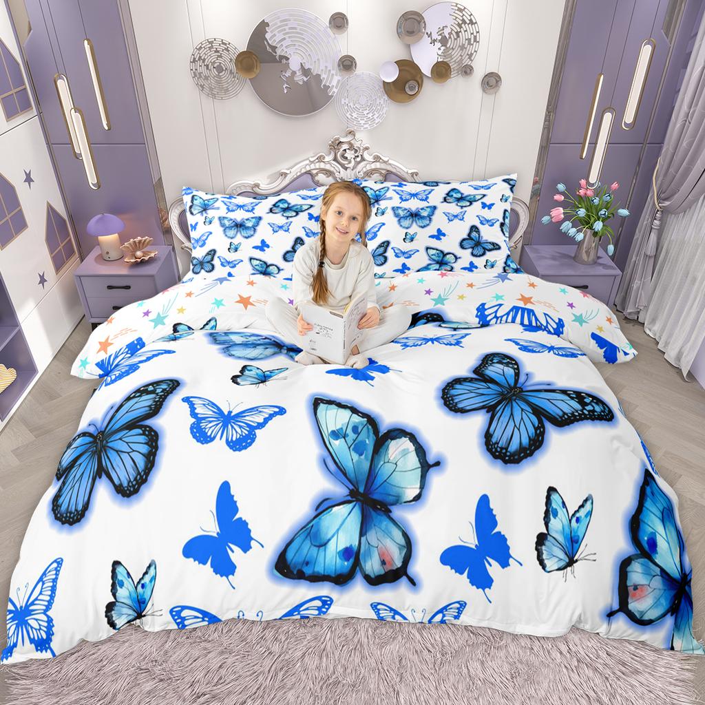 Homewish Chic Dragonfly Butterfly Bee Duvet Cover Set Wild Insect Animal Bed Set Animal Theme Quilt Cover Set