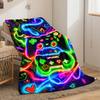 Glow-in-the-Dark Game Controller Flannel Throw Blanket - Soft Warm & Lightweight for Couch Bed Travel