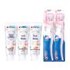 Dual-Color White Peach Toothpaste & Gum Care Toothbrush Set