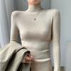 Women's Knitted Jumper Autumn Winter Half-high Neck SlimLong-sleeved Pullover Sweater Women's Knitted Bottoming Shirt