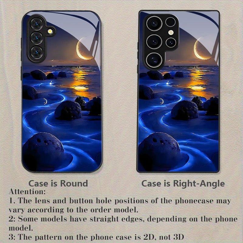 Luminous beach stone patterned glass phone case suitable for Samsung Galaxy S26 S25 S24 S22 S21 S20 FE/Ultra/Plus anti fall
