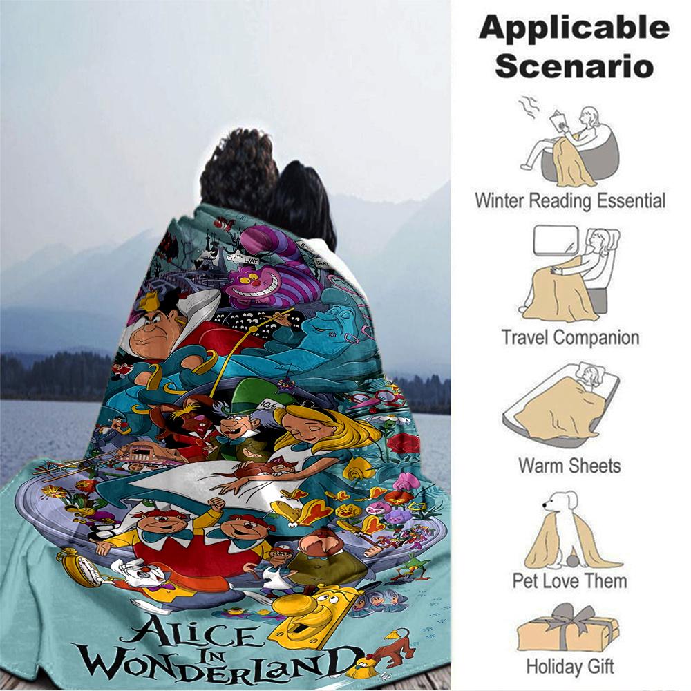 Alice Wonderland Adventure Blanket Soft Throw Blanket For Home Bedroom Bed Sofa Travel Office Solid Christmas Blanket