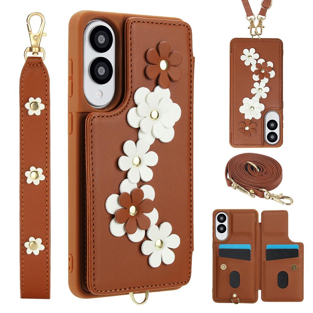 SY-001 For Samsung Galaxy S25 Edge Case Card Slots Leather Coated TPU Flower Phone Cover