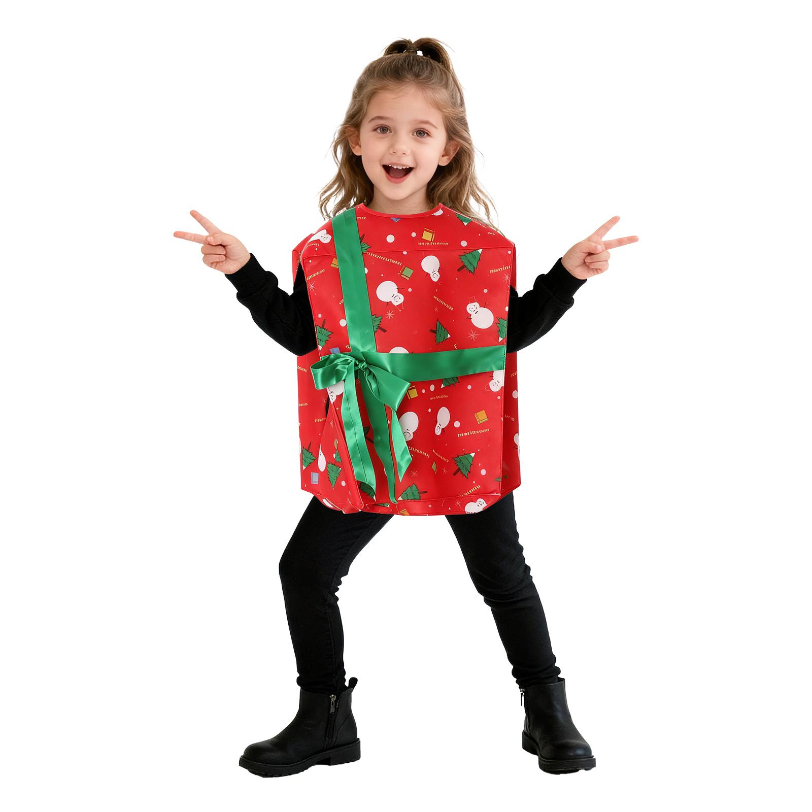 

Christmas Gift Box Costume Present Boxs Sleeveless Christmas Costumes Cosplay Outfit Top for Boys Girls S