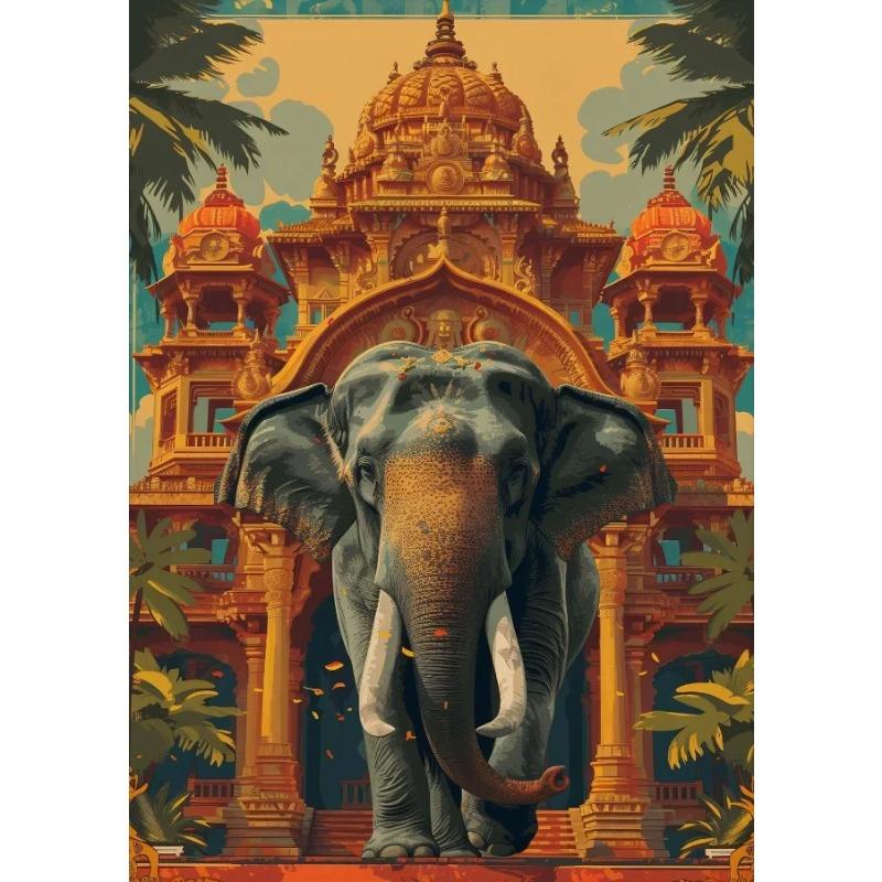 Indian Animals Elephant Tiger Peacock Nature Posters and Prints Canvas Printing Wall Art Picture for Living Room Home Decor Gift