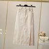 Women's Corduroy Bodycon Skirt Retro High-waisted Side-slit A-line Skirt Chic Casual Winter Preppy Office Commuter Outfit