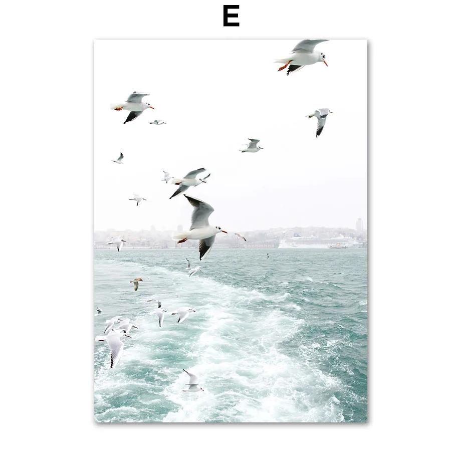 Canvas Painting Nordic Landscape Sea Beach Bike Palm Reed Sea Poster Print Wall Art Pictures For Living Room Home Decor