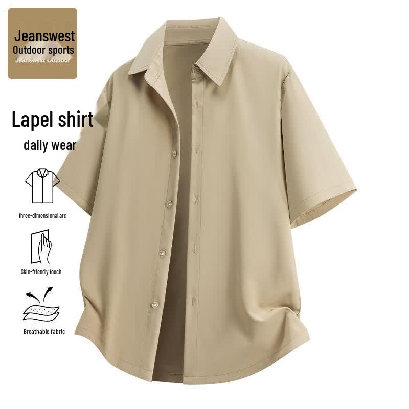 JEANSWEST OUTDOOR Men s Ice Silk Short Sleeve Casual Shirt 3XL