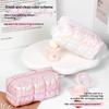 Iridescent Pink Puffy Makeup Bag With Bubble Grid Design Large Capacity For Travel Daily Cosmetic Storage