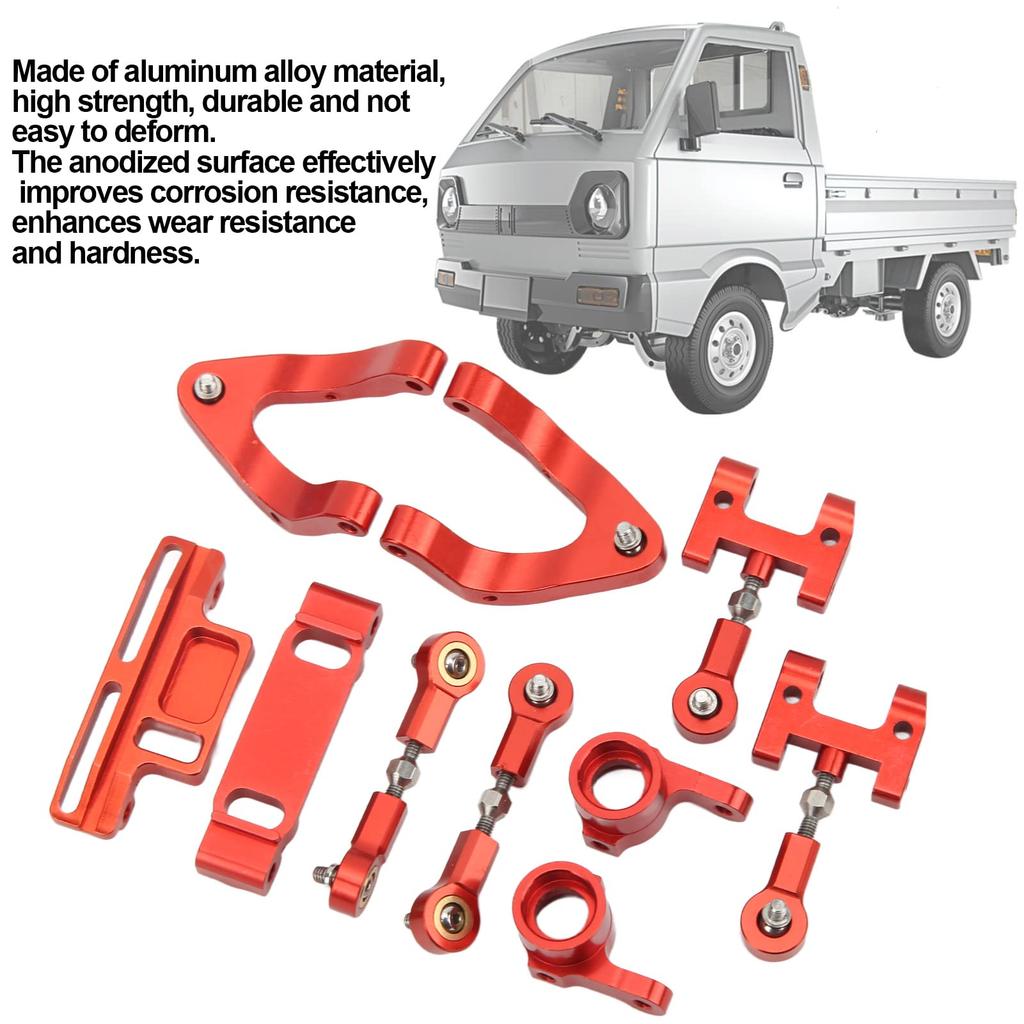 Garsent Metal Upper Lower Swing Arm Steering Cup Set for WPL D12 RC Replacement Aluminum Alloy High Strength RC Upper Lower Arm Steering Cup Set Car,