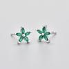 Colorful Zircon Flower Cat's Eye Earrings - Five-Petal Design with Rhinestones for Girls