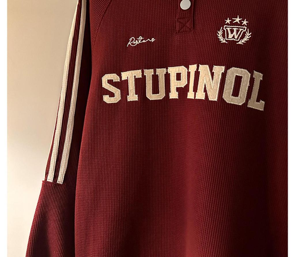 Men's American Retro College Style Polo Sweatshirt - Loose Fit, Long-Sleeved, Spring/Autumn 2025, Hong Kong Trend