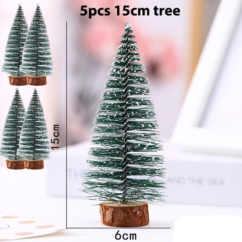 5pcs Mini Christmas Trees Green Tower Pine Cedar Desktop Artificial Christmas Tree for Xmas Party DIY Home Decors 10/15/20/25cm