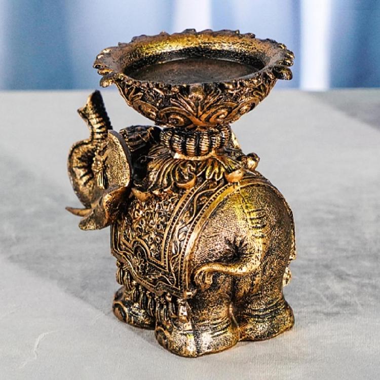 2 Pezzi Portacandele Elefante della Fortuna Statuetta Animali in Resina Portacandele Piccoli