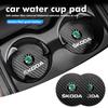 2 Stück Auto Kohlefaser Untersetzer Anti-Rutsch Wasserbecher Getränkeunterlage Für Skoda Kamiq Karoq Octavia 2 3 Rapid Scala Kami Fabia VII VRS