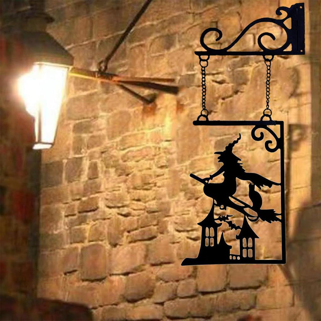 Halloween Silhouette Metallschild, Hexe Metall-Silhouette, Hexe Silhouette Gartenschild, Umriss Wanddeko, Metall, für Halloween-Deko