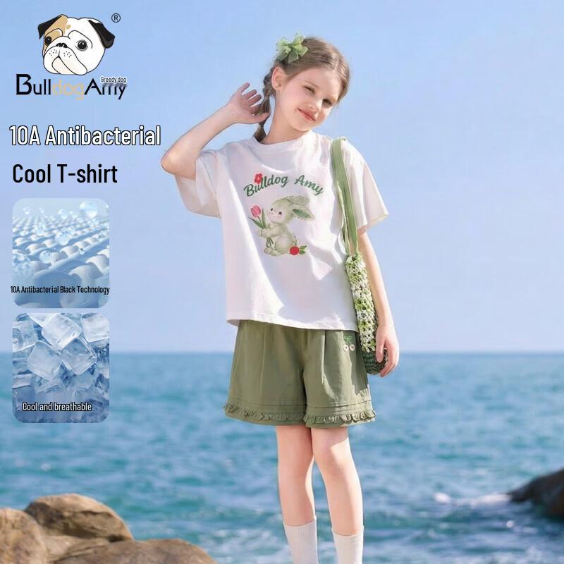 CHANZUIGOU Girls 10A Antibacterial Cooling Rabbit Print T-Shirt 160 cm