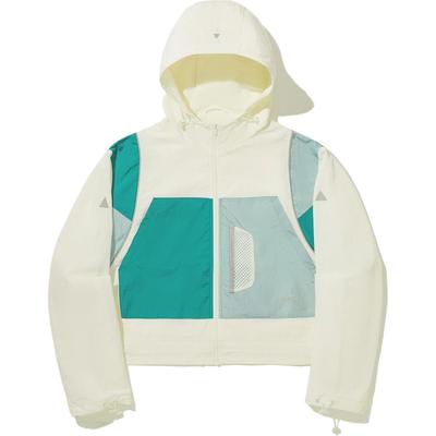 Li Ning Outdoor Series Color Block Zipper Hooded Reflective Water-Resistant Loose Jacket Women Jackets Off-White AFDUC88-3