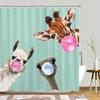 Funny Animal Shower Curtain Giraffe Jungle Safari Tropic African Wildlife Black And White Modern Designer Cool Bathroom Decor