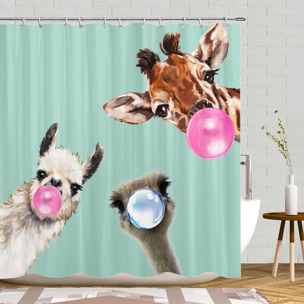 Funny Animal Shower Curtain Giraffe Jungle Safari Tropic African Wildlife Black And White Modern Designer Cool Bathroom Decor