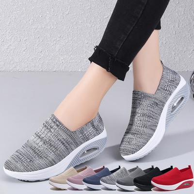 Sommer Frauen Vulkanisierte Plattform Einfarbig Flache Damen Schuhe Casual Atmungsaktive Wedges Damen Walking Sneakers