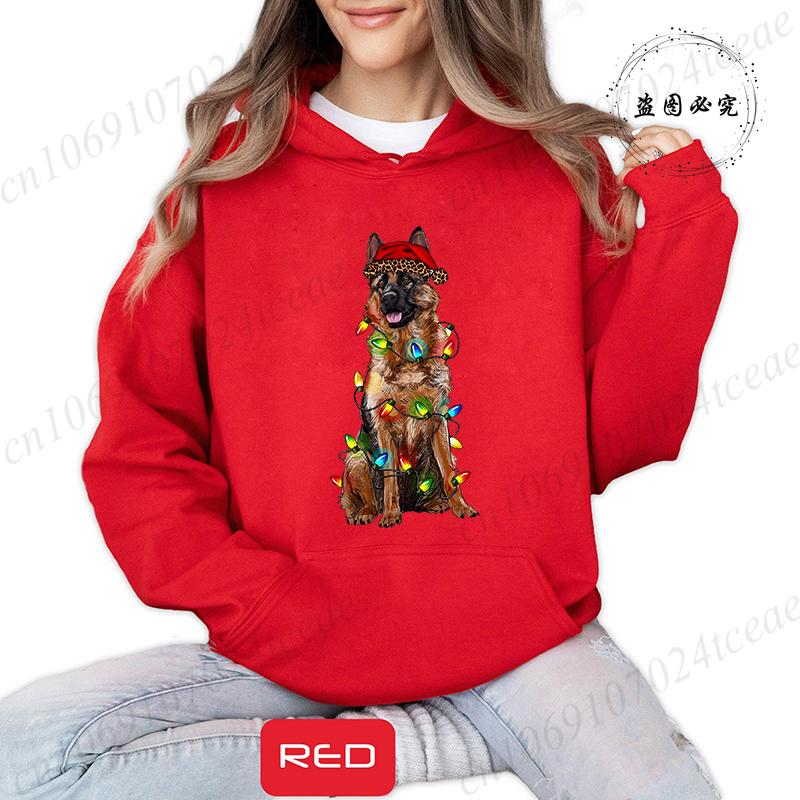 Christmas Dachshund Printed Hooded Sweatshirt Merry Christmas Women's Loose Hoodies Xmas Dog Cartoon Anime Hoody Clothing