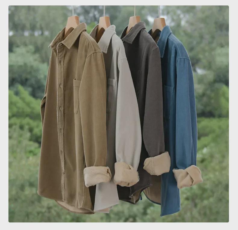 Men's Winter Thickened Velvet Corduroy Shirt Jacket 9432