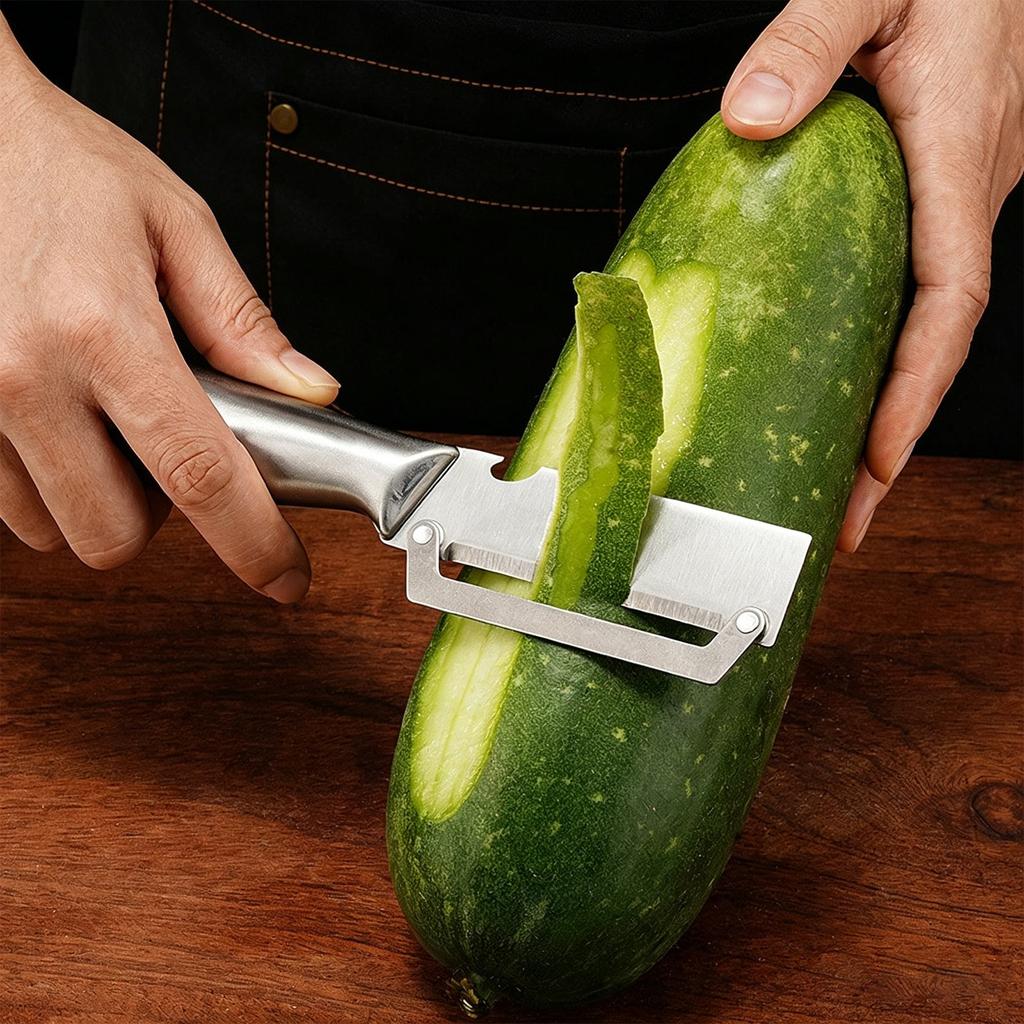 Stainless Steel Dual Function Peeler and Slicer with Ergonomic Handle for Fruits and Vegetables Kitchen Tool Durable Design
