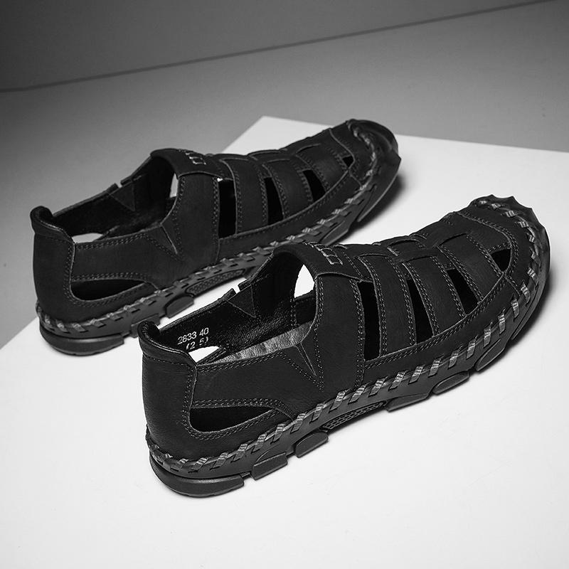 Men's Summer Thick Bottom Sandals 2025 New Casual Beach Sandals Men Shoes Leather Breathable Comfortable Soft Roman Men's Slippe