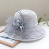 Ladies Lace Mesh Flower Top Hat Summer Shading Foldable Sunscreen Basin Hat Outdoor Big Edge Beach Sun Hat