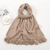 Women Warm Scarf With Rabbit Fur Ball Pashmina Thick Scarves Shawls Winter Cashmere Pompom Scarf Ladies Oversize Blanket Wrap