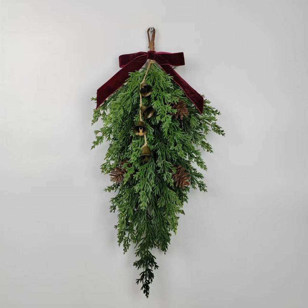 1pc50cm Simulated Soft-Glue Norfolk Needle Wall Hanging Christmas Tree Upside Down Vine Green Plant Holiday Decoration