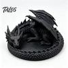 3d Printed Ornament Vintage Style Dragon Jewelry Tray Coiled Figurine Key Bowl Fantasy Organizer Dish Desktop For Earrings Necklaces Creative Decor