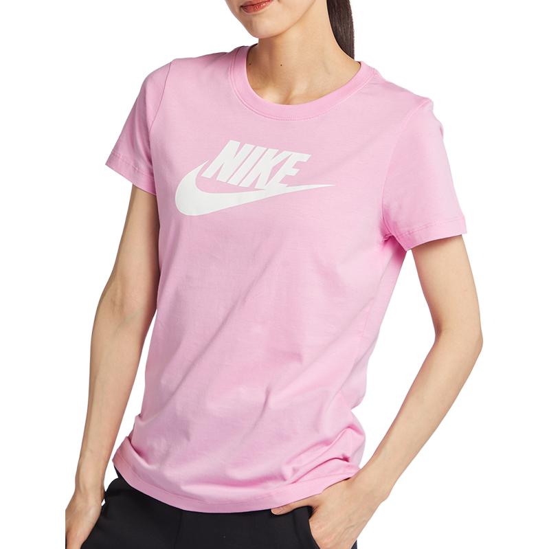 Nike Logo Letter Print Round Neck Short Sleeve T-Shirt Women Tops Pink AT2784-629