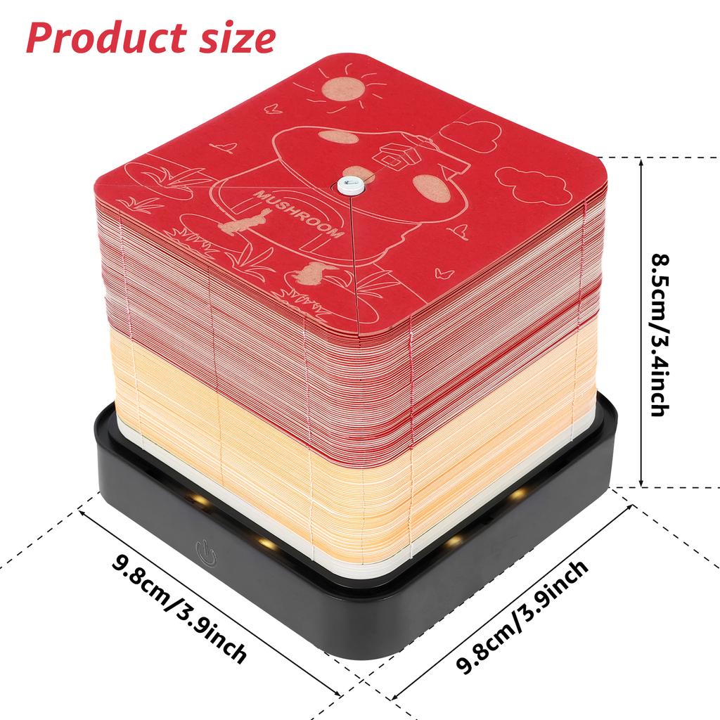 3D Desk Calendar Creative Calendar Memo Pad with LED Light Tear-Away 3D Art Calendar for Home Office Desktop Decoration Gift