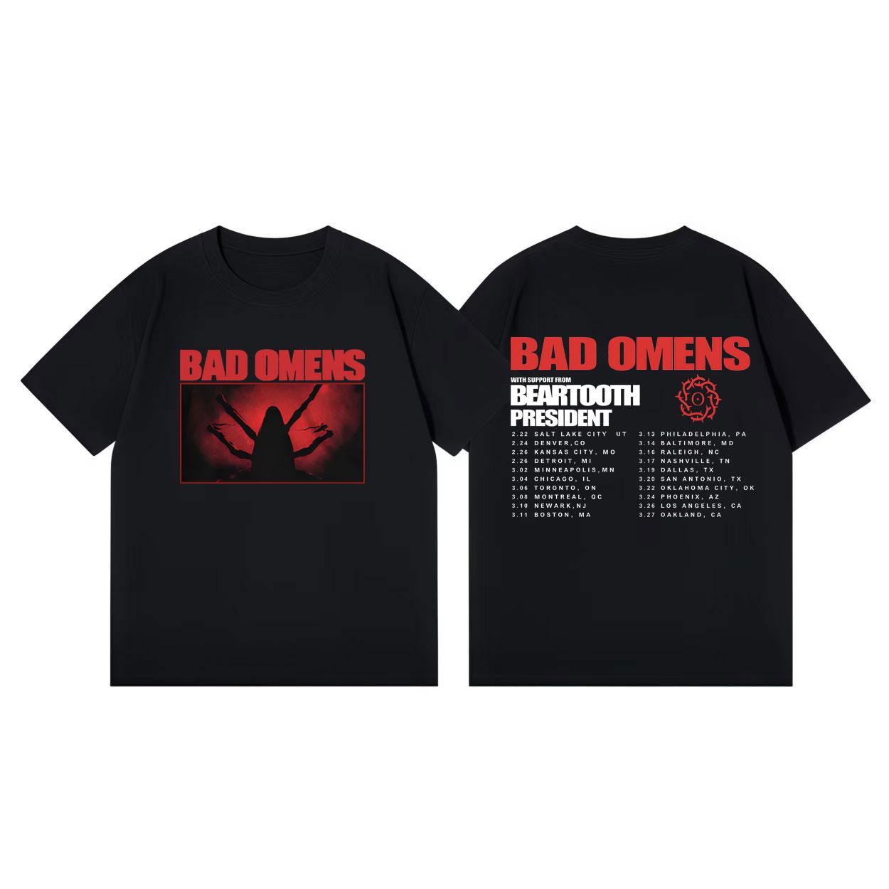 

Bad Omens Tour 2026 Merch Tshirts Men Women Clothing Fashion Rock Tshirt Summer Casual Loose Short Sleeve Tshirts Streetwear 4XL
