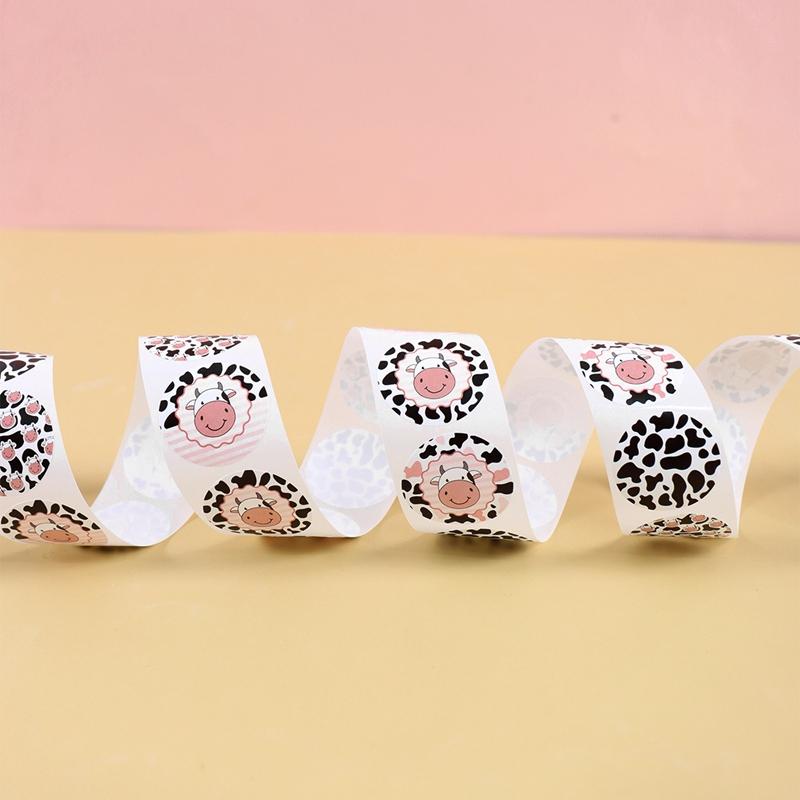500pcs Cute Dairy Cow Paper Stickers Birthday Party Decoration 1st Birthday Baby Shower Party Supplies Envelope Sealing Sticker