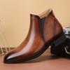 Men's Chelsea Boots Fashion British Style Short Boot Luxury High-Top Leather Boots for Men Business Men Dress Boots Botas Hombre