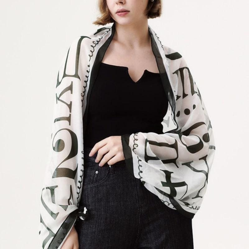 

ONSZ Number Print Long Scarf GREEN