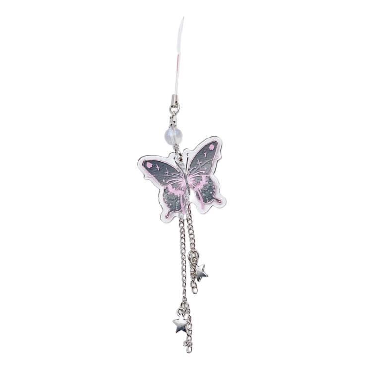 Fashionable Butterfly Star Keychain Phone Anti-lost Lanyard for Bag Key Backpack 1 чёрный